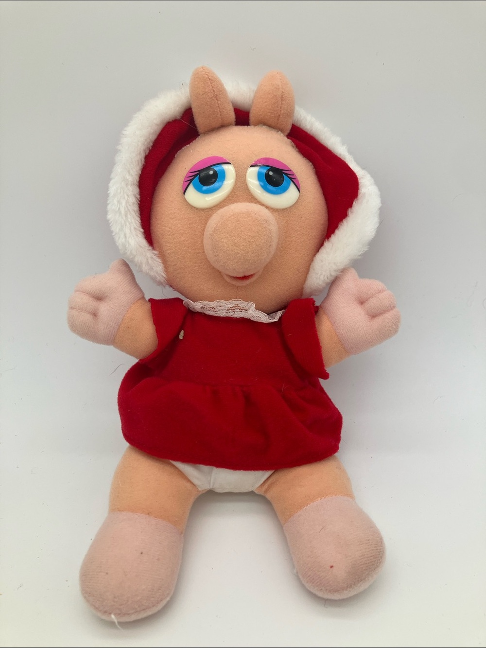 Vintage 1987 Jim Henson Muppet Babies Miss Piggy Holiday Plush Stuffed Toy